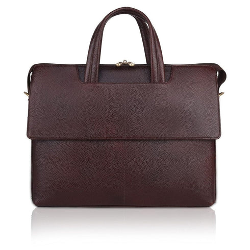 Vinay Flap Genuine Leather Slim Laptop Bag/ Office Bag Hive